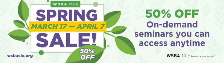 750 x 211 Spring Sale banner 50% off on-demand CLEs