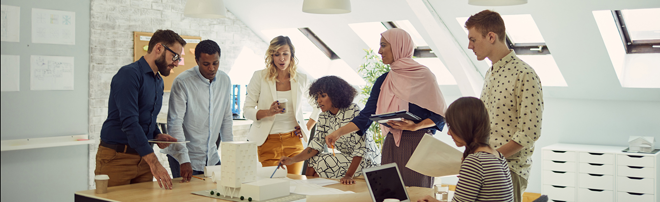 A diverse team of legal professionals working together in office