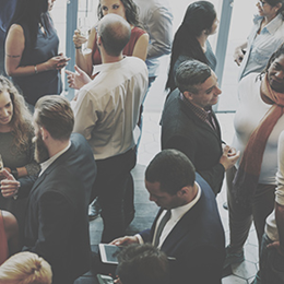 Legal professionals socializing from above