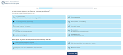 reportfraud.ftc.gov screenshot