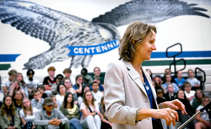 Debra Stephens Washington Supreme Court Chief Justice Debra L. Stephens visits Centennial Middle School (Kathy Plonka/The Spokesman-Review)
